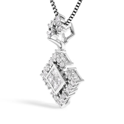 UndeniablyLuxe Fine Jewelry White Gold Diamond Geometric Pendant Necklace