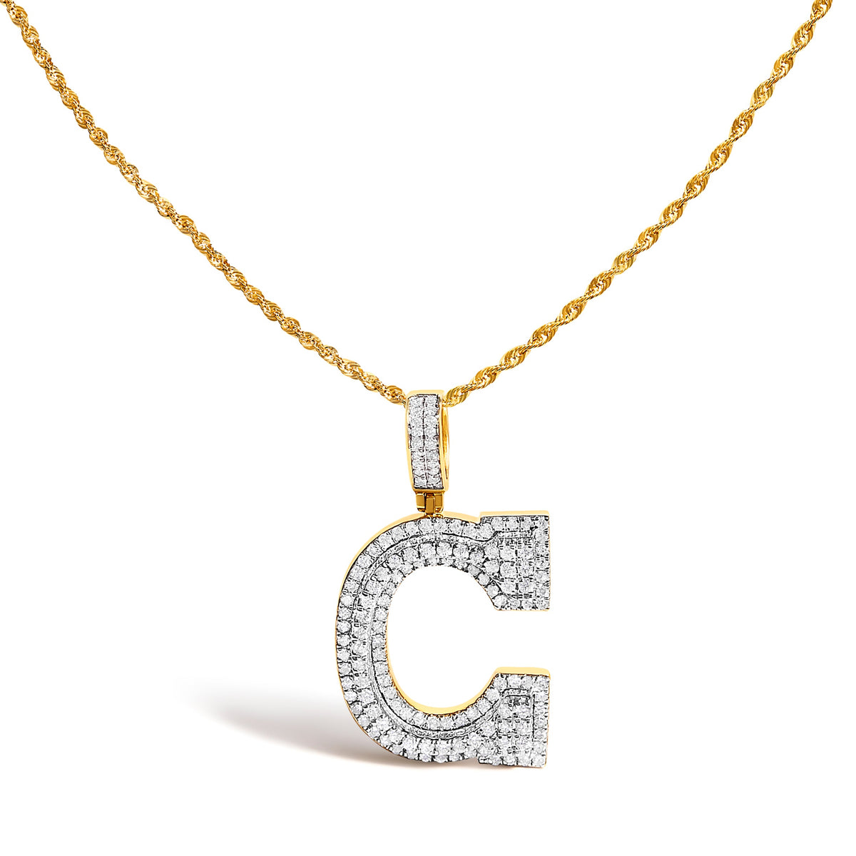 10K Yellow Gold Diamond Initial 'C' Pendant Necklace