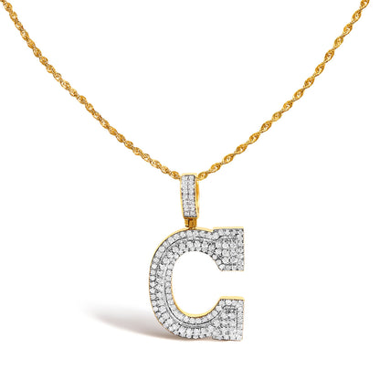 10K Yellow Gold Diamond Initial 'C' Pendant Necklace