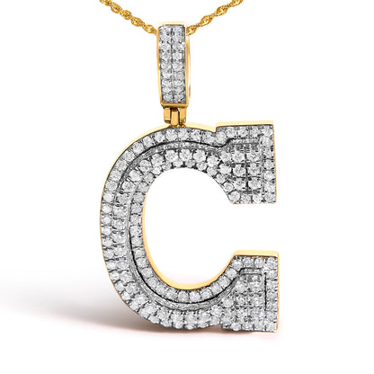 10K Yellow Gold Diamond Initial 'C' Pendant Necklace