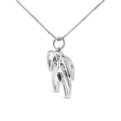 .925 Sterling Silver Diamond Pug Dog Pendant Necklace
