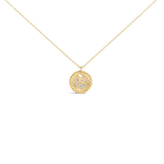 Yellow Gold Diamond Crescent Moon Pendant Necklace