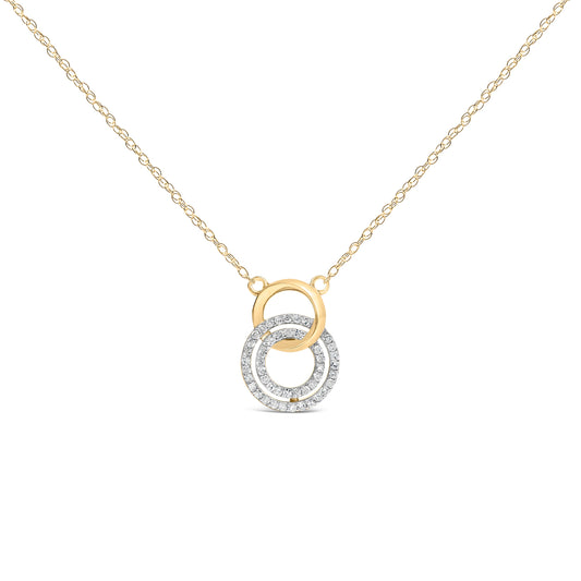 14K Yellow Gold-Plated Sterling Silver Diamond Interlocking Circles Necklace