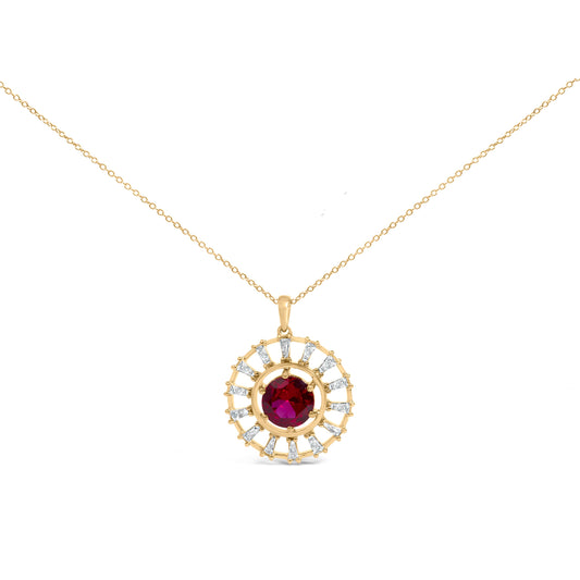 UndeniablyLuxe Fine Jewelry Lab-Grown Ruby And Diamond Medallion Necklace in Gold-Plated Silver