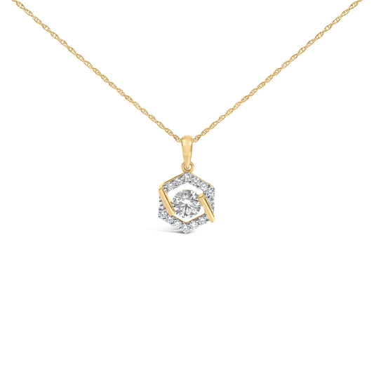 10K Yellow Gold Plated Sterling Silver 1.00 CTW Lab-Grown Diamond Hexagon Pendant Necklace