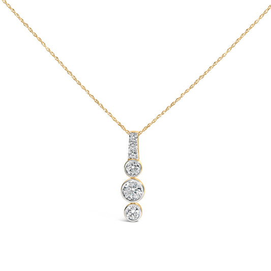 10K Yellow Gold Plated Silver 1 1/2 Cttw Lab-Grown Diamond Drop Necklace