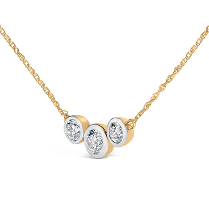 10K Yellow Gold Plated Sterling Silver 1.0 Cttw Lab Grown Diamond Bezel Station Necklace