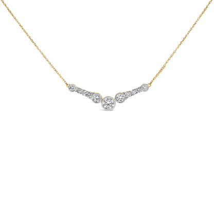 10K Yellow Gold Plated Sterling Silver 1 1/2 Cttw Lab Grown Diamond V Bar Necklace