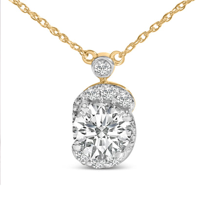 10K Yellow Gold Plated .925 Sterling Silver 1 1/2 Cttw Lab Grown Diamond Galaxy Halo Pendant Necklace