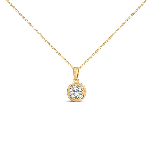 10K Yellow Gold Plated Sterling Silver Lab-Grown Diamond Openwork Pendant Necklace