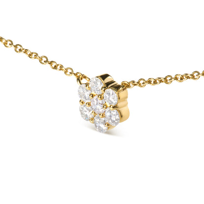 14K Yellow Gold Diamond Cluster Station Necklace