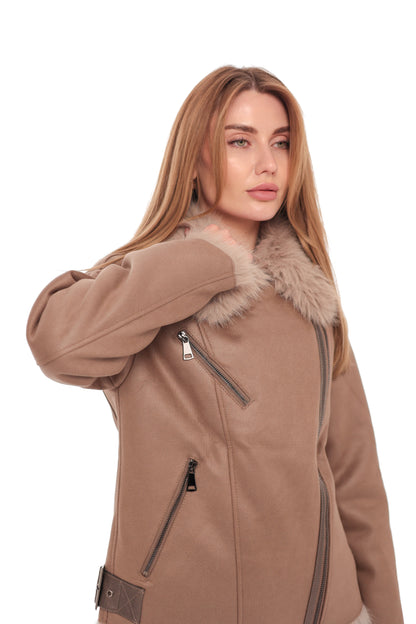 Estella Faux Fur Jacket in Mocha