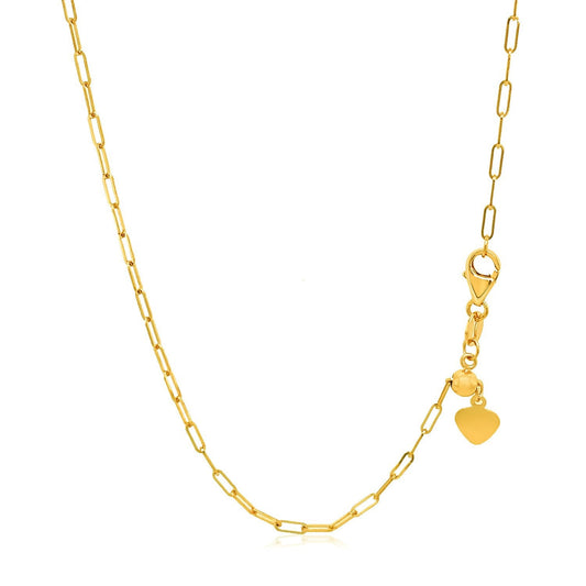 14K Yellow Gold Adjustable Paperclip Chain Necklace