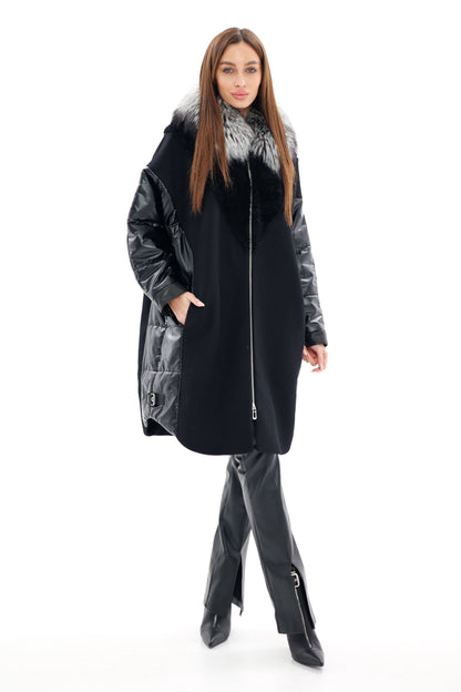 Silver Fox Fur Italian Cashmere Wool Freudenberg Comfortemp® Coat