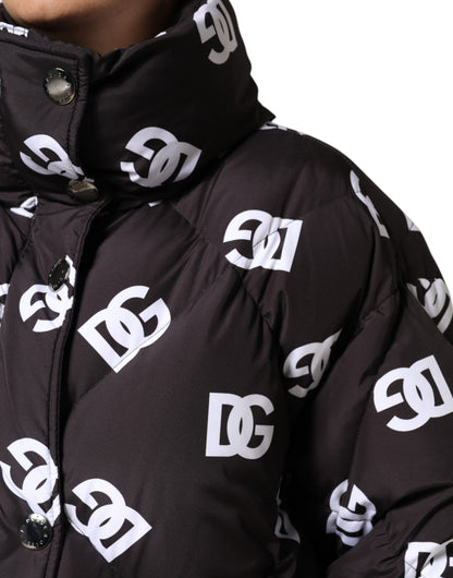 Dolce & Gabbana Black DG Mania Puffer Quilted Long Coat Jacket