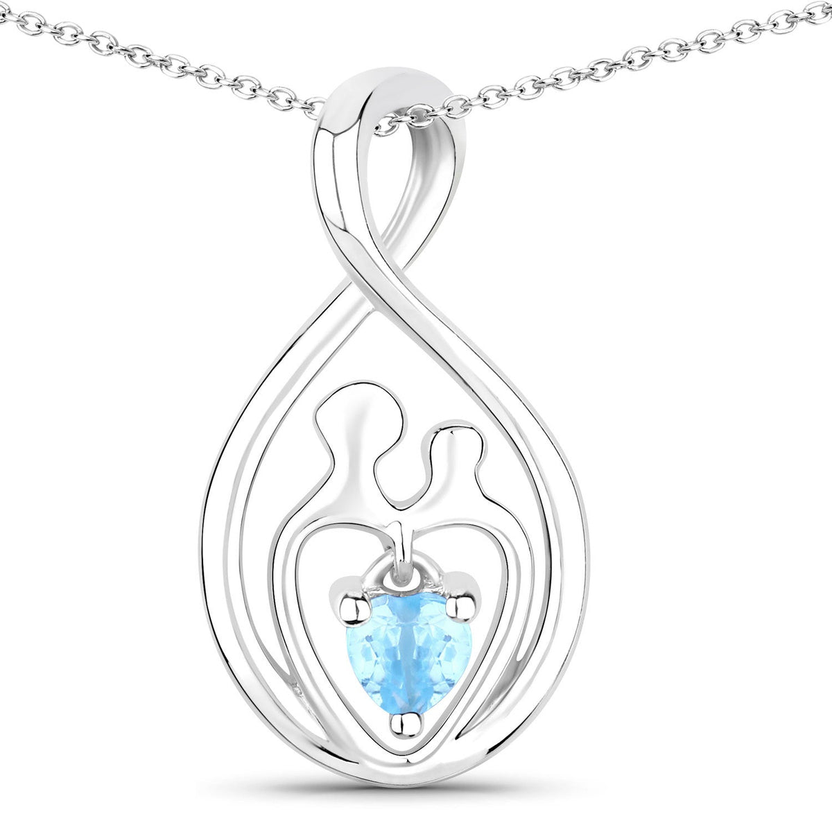 Sterling Silver Swiss Blue Topaz Heart Pendant