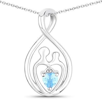 Sterling Silver Swiss Blue Topaz Heart Pendant
