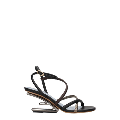 Fendi O'Lock Multicolor Leather Flat Sandals