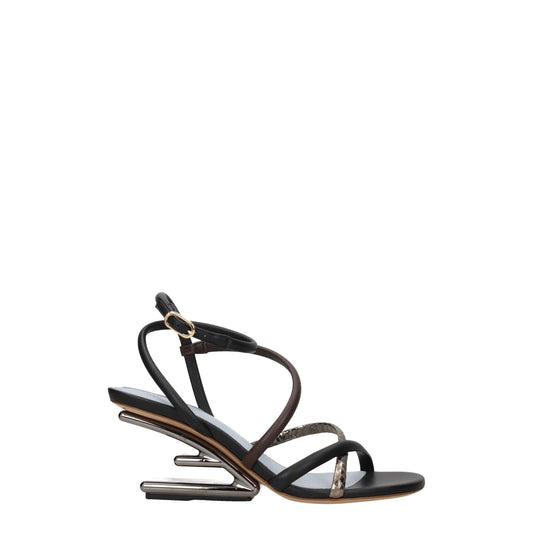 Fendi O'Lock Multicolor Leather Flat Sandals