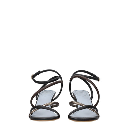 Fendi O'Lock Multicolor Leather Flat Sandals