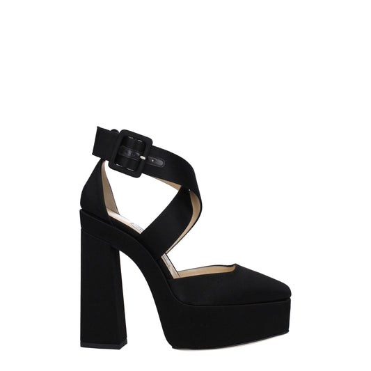 Black Satin Platform Sandals