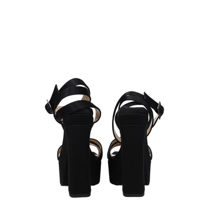 Black Satin Platform Sandals