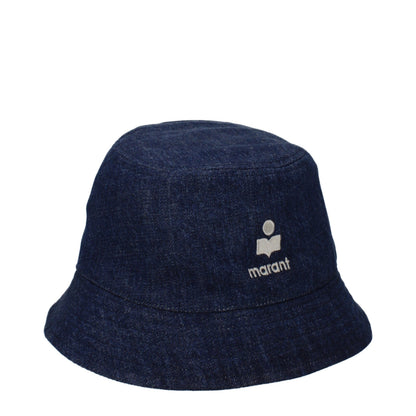 Isabel Marant Logo Blue Cotton Bucket Hat