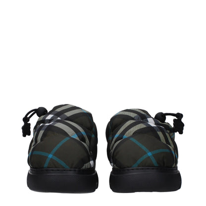 Burberry Green Fabric Slip-On Loafers