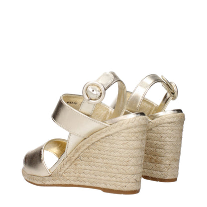 Gold Leather Wedge Sandals