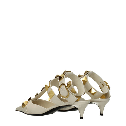 Beige Leather Stiletto Heel Sandals