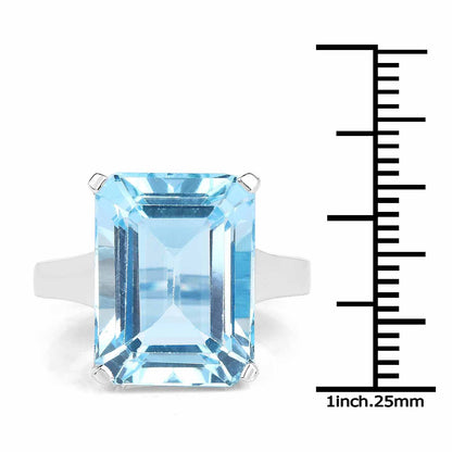 Sterling Silver Blue Topaz Octagon Ring