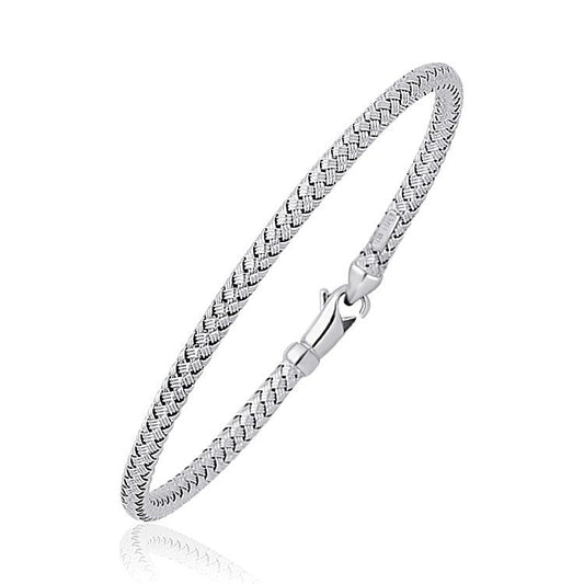 14K White Gold Weave Bangle Bracelet