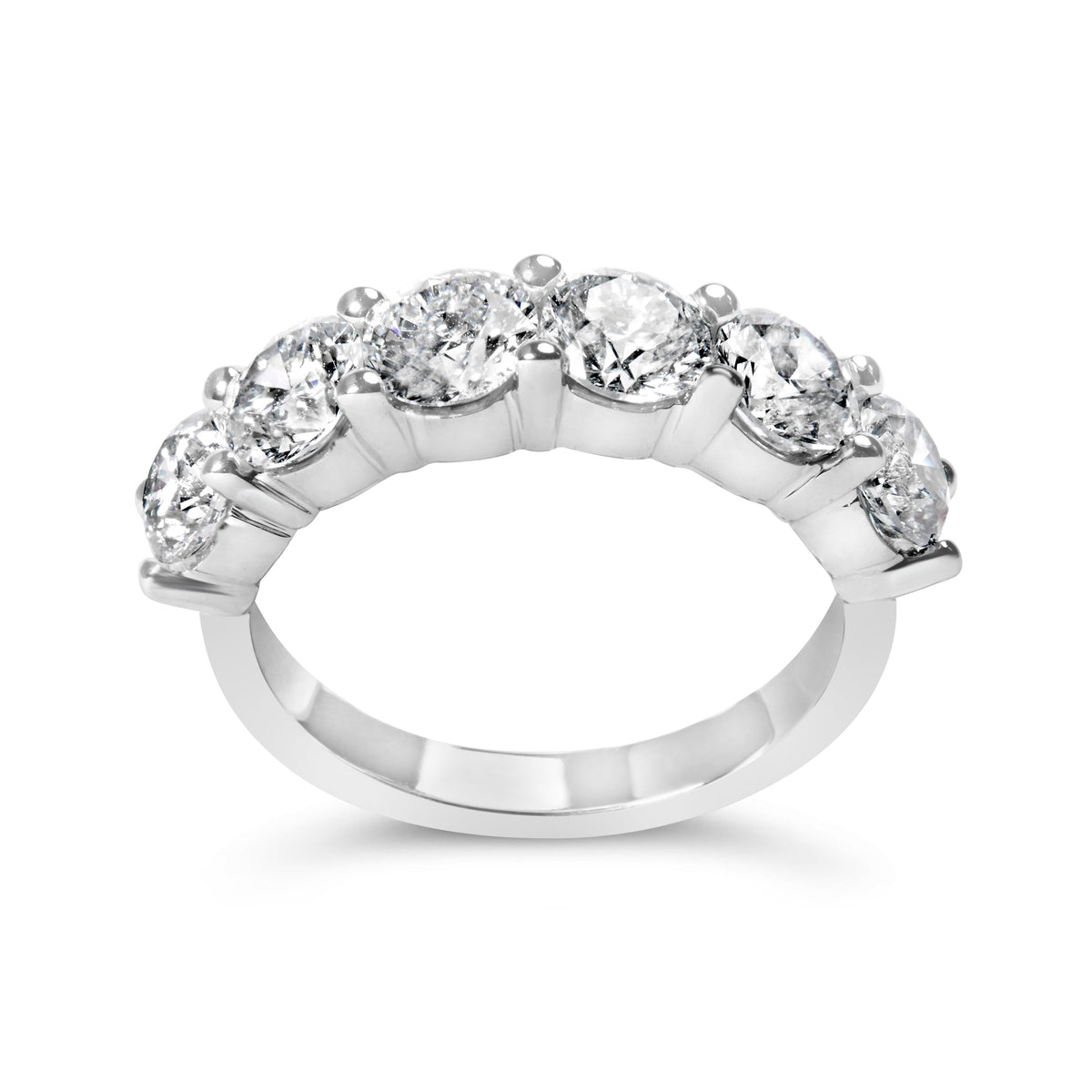 14K White Gold Lab-Grown Diamond Shared Prong 6-Stone Band Ring