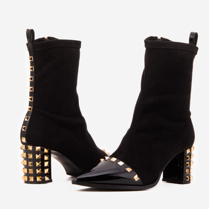 The Amethyst Studded Black Suede Leather Women’s Boot