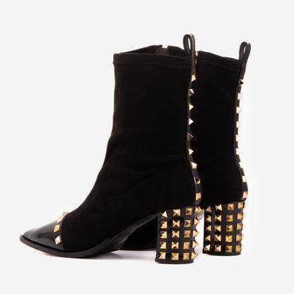 The Amethyst Studded Black Suede Leather Women’s Boot