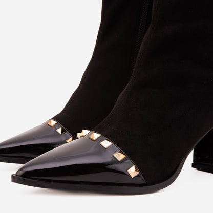 The Amethyst Studded Black Suede Leather Women’s Boot