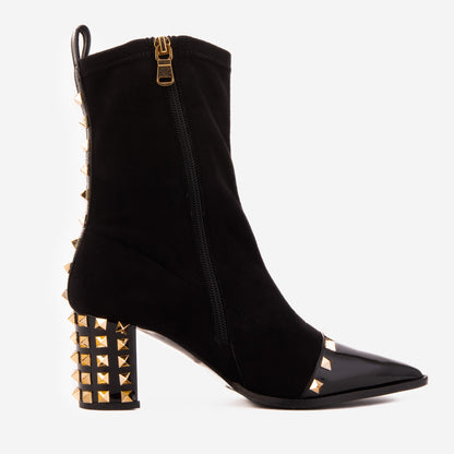 The Amethyst Studded Black Suede Leather Women’s Boot