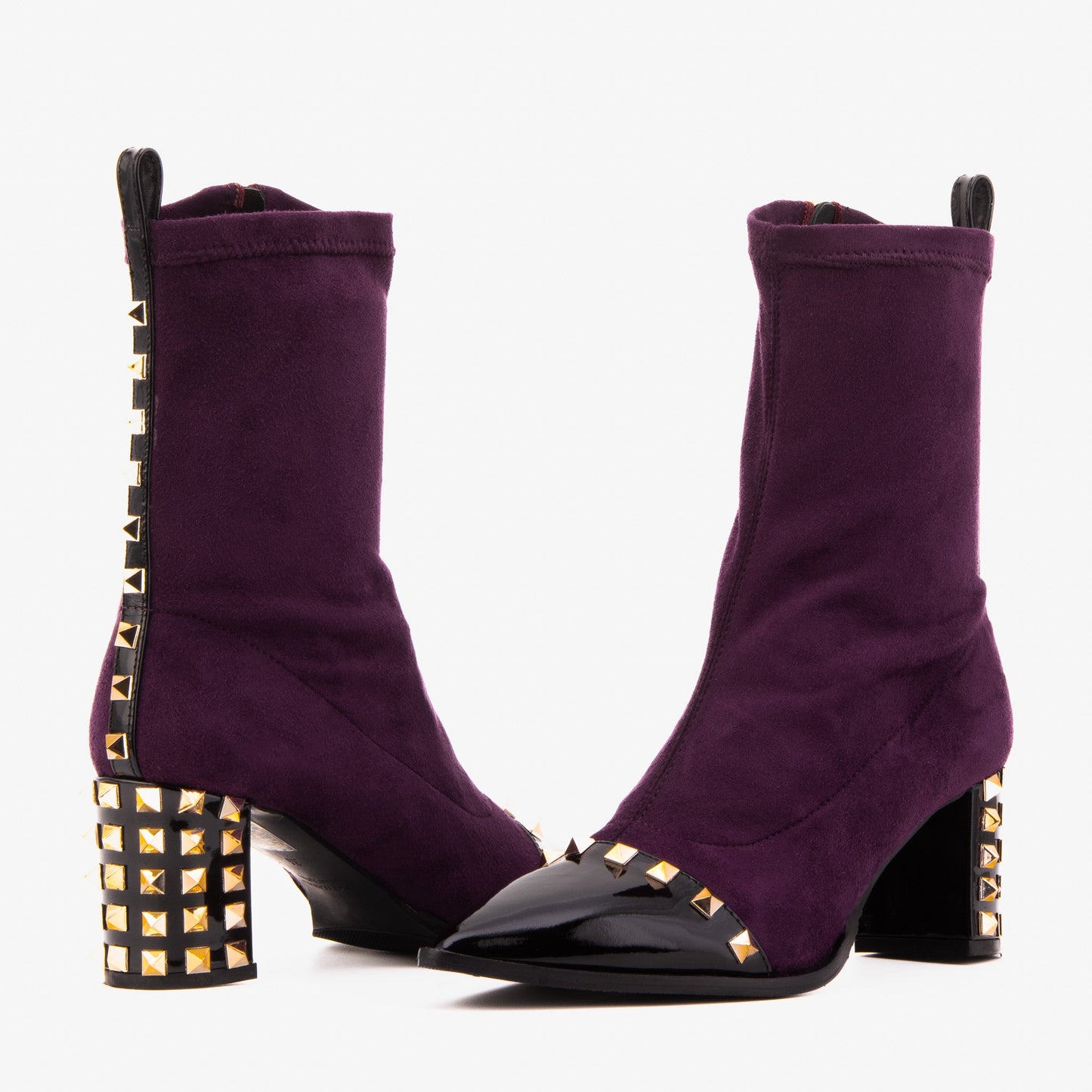 The Amethyst Studded Deep Purple Suede Leather Women’s Boot