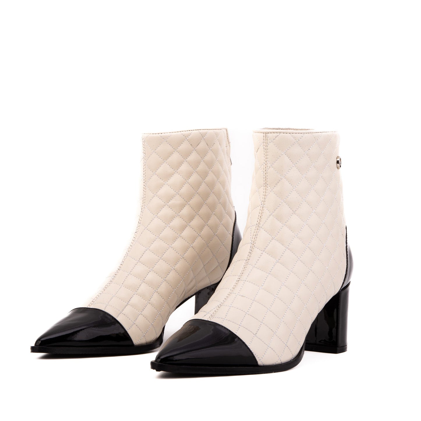 The Celeste Cream & Black Quilted Leather Women’s Boot