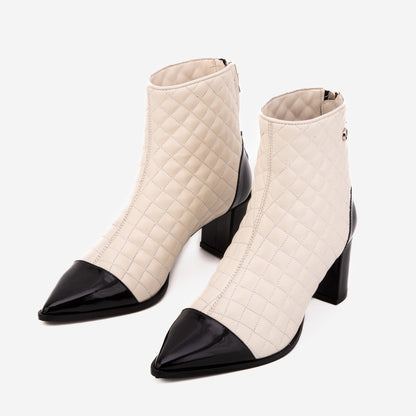 The Celeste Cream & Black Quilted Leather Women’s Boot
