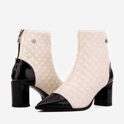 The Celeste Cream & Black Quilted Leather Women’s Boot
