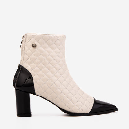 The Celeste Cream & Black Quilted Leather Women’s Boot
