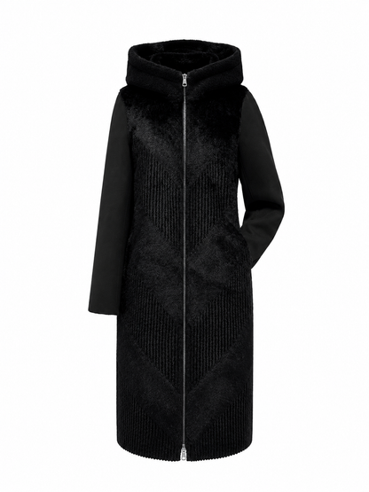 ⇆ Reversible Faux Fur & Suede Hooded Coat