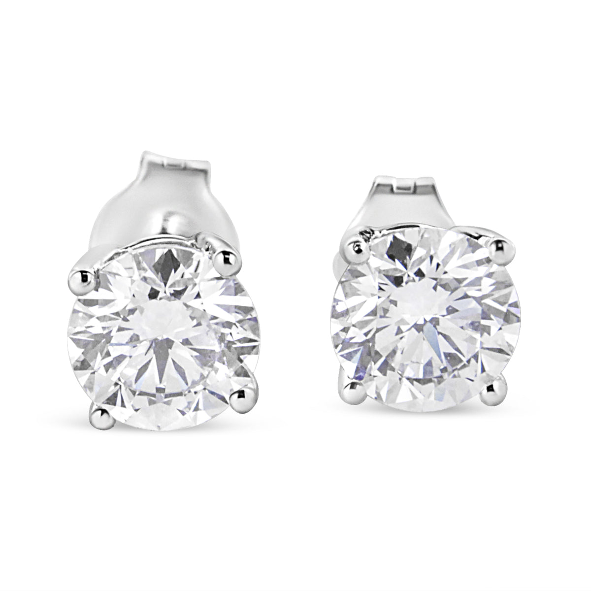 14K White Gold 1 3/4 Cttw Lab Grown Round Brilliant Diamond Solitaire Stud Earrings