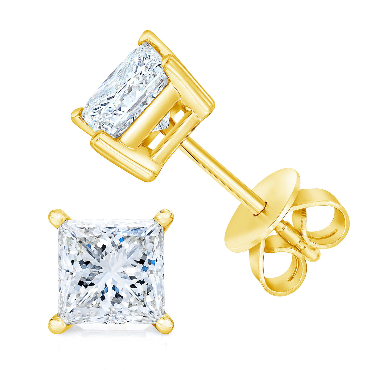 14K White Gold Princess-Cut Diamond Stud Earrings