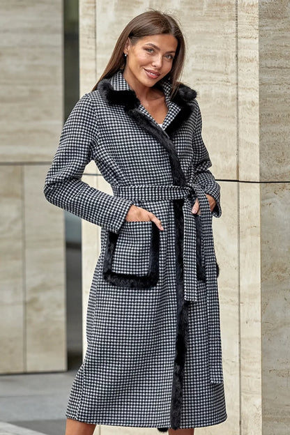 Scandinavian Mink Fur Trim Wool Coat