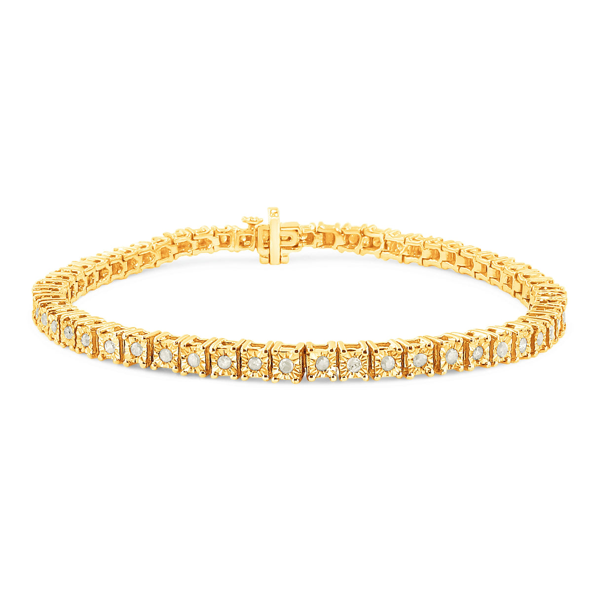 Sterling Silver Diamond Square Frame Miracle-Set Tennis Bracelet