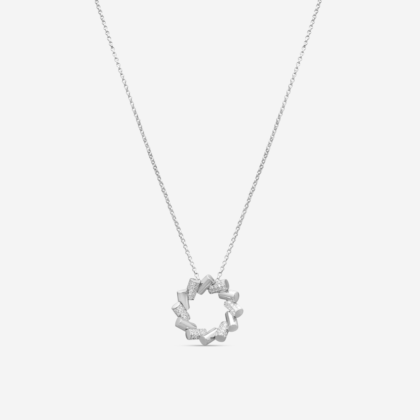 Roberto Coin Domino 18K White Gold Diamond Pendant Necklace 8883335AW17X