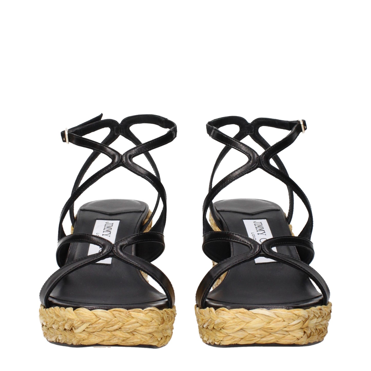 Black Leather Wedge Sandals