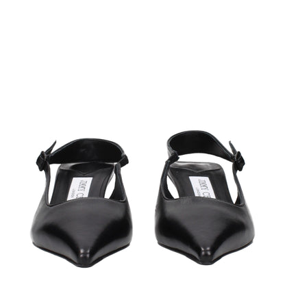 Black Leather Flat Sandals